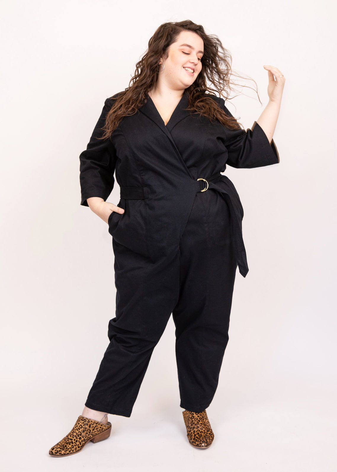 Wrap style boiler suit plus size jumpsuit 