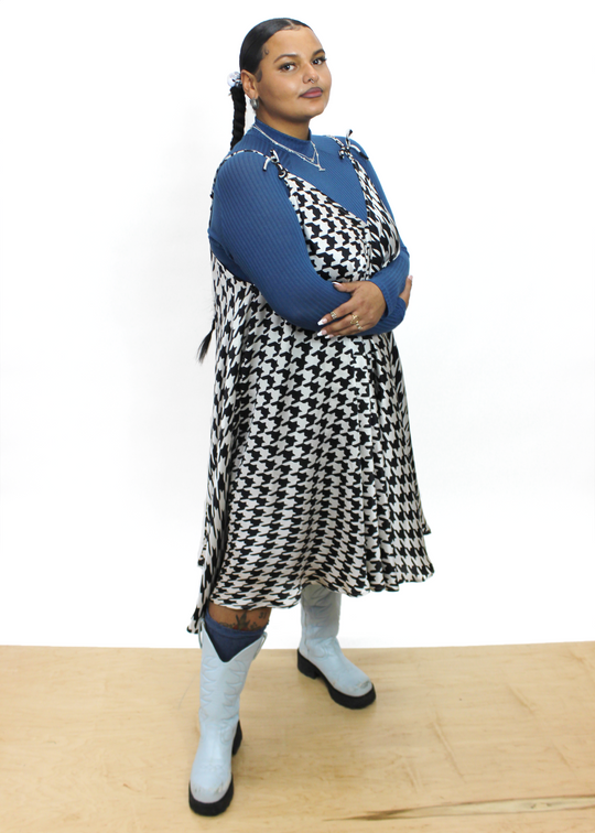 Cass Dress in Houndstooth Silk