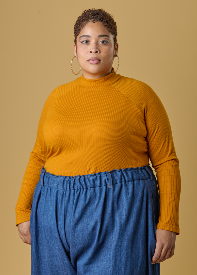 Barry Mock Neck Top - Gold