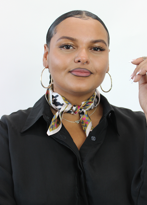Small Silk Print Scarf Houndstooth