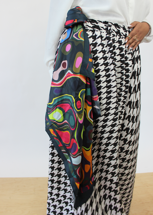 Large Silk Print Scarf Lava Party