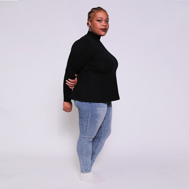 The Barry Mock Neck Top in French Terry